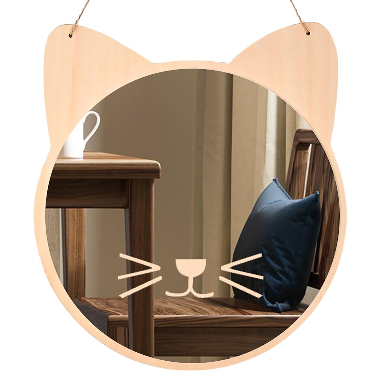 iCAGY Plastic Kids Mirror for Wall - Kids Safety, Hanging, Acrylic, Non-Glass and Unbreakable - Cat Decoration Mirror for Kid's Playroom 11"